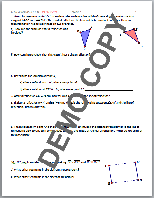 High School Geometry Common Core G CO A 4 Transformations 