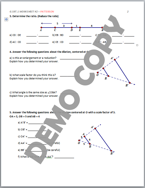 High School Geometry Common Core G SRT A 1 Dilation Properties 
