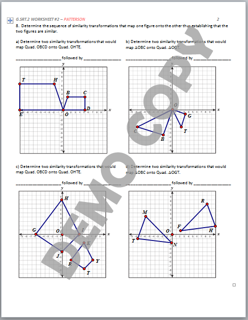 High School Geometry Common Core G SRT A 2 Define Similarity 