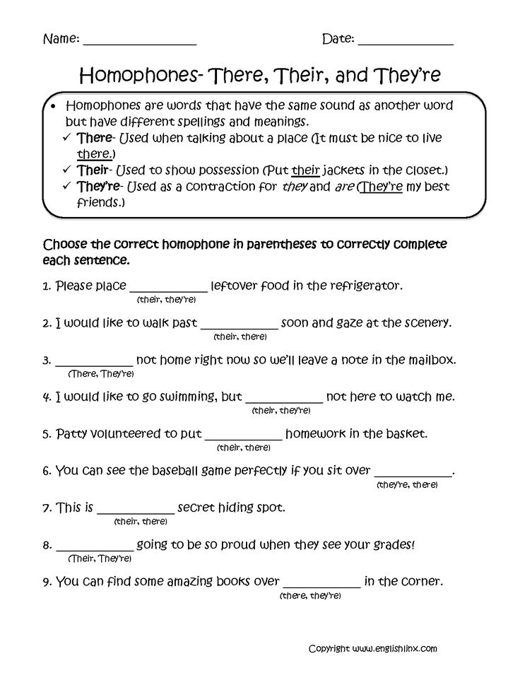 Common Core Grammar Worksheet There Their And They re Answers Common