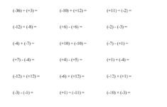 Integers Worksheet All Operations With Integers Range 12 To 12