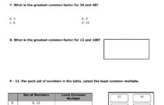 LCM And GCF Assessment Worksheet