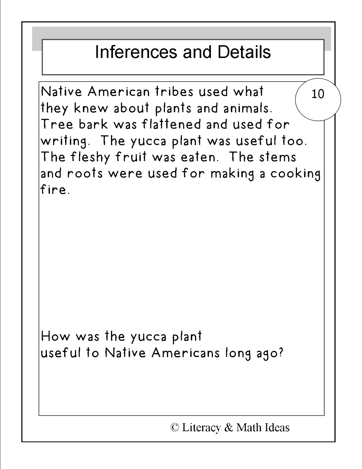 Literacy Math Ideas Grade 3 Common Core Inference And Details Task Cards