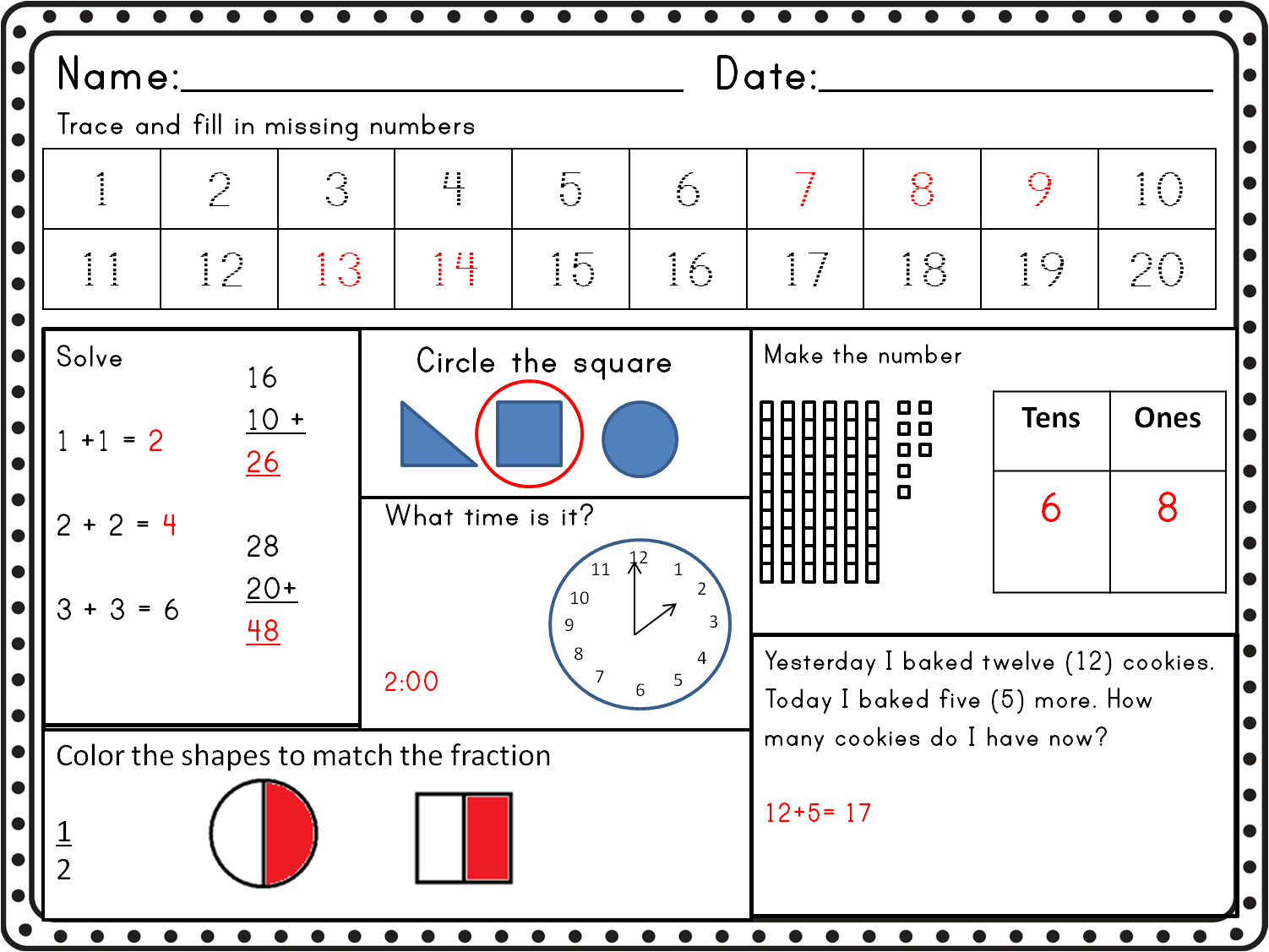 Common Core Math Worksheets First Grade Common Core Worksheets