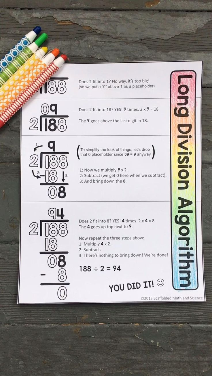 Long Division Cheat Sheet Video Video Sixth Grade Math Grade 6 