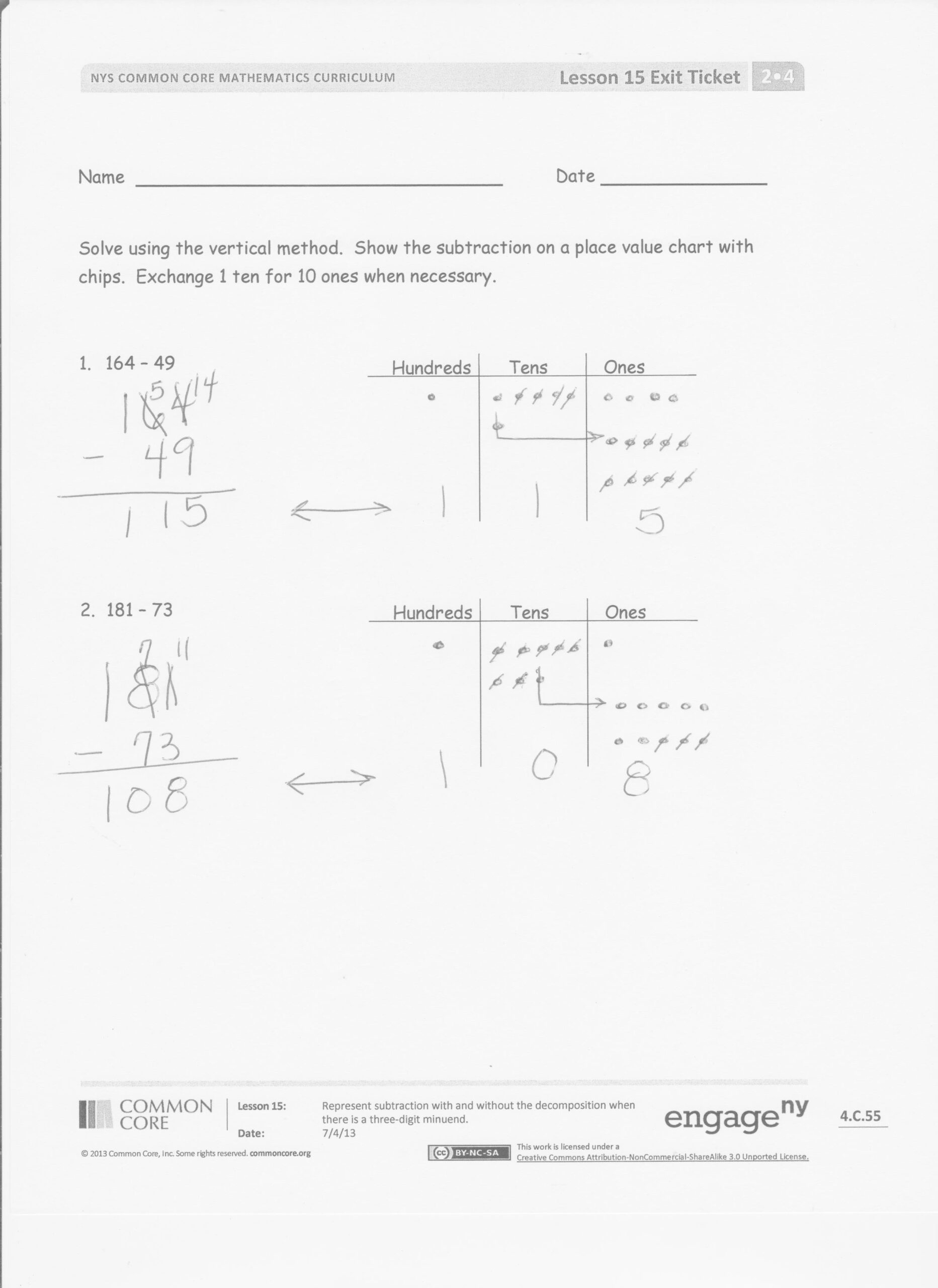 Mathemitics Circulum Lesson 15 Answer Key Common Core Mathematics 