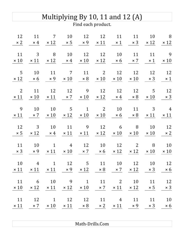 Multiplication Worksheets For High School