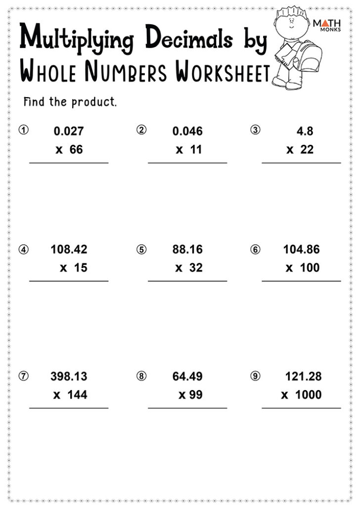 Multiplying Decimals Common Core Worksheets