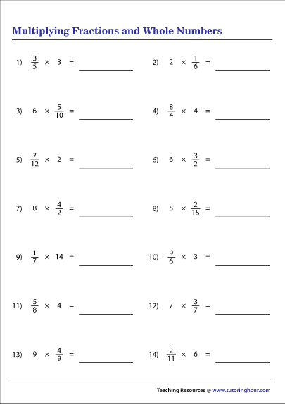 Multiplying Fractions And Whole Numbers Worksheet Multiply And Divide 
