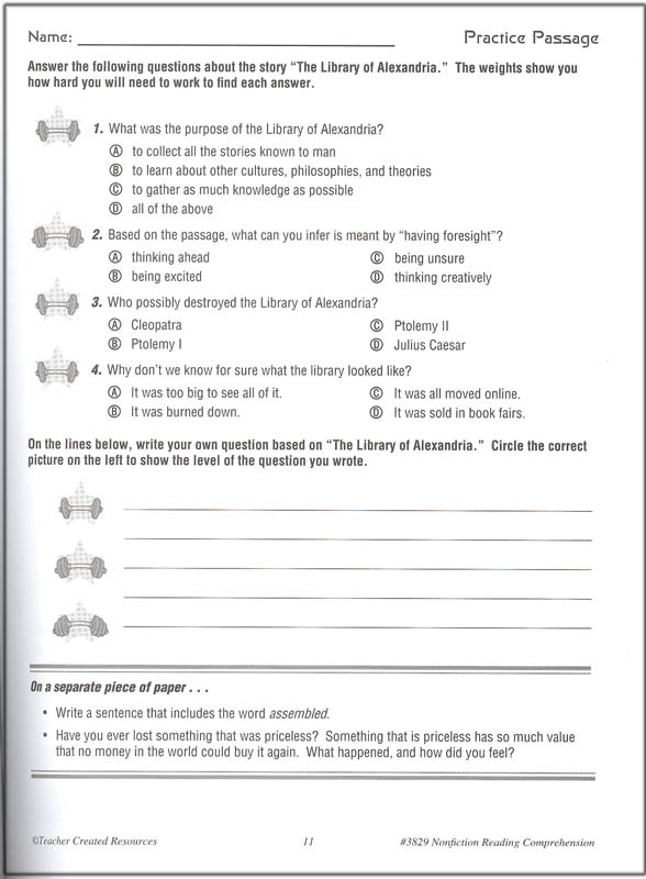 Reading Comprehension Worksheets Common Core