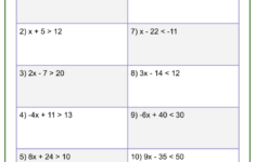 One variable Inequalities Themed Math Worksheets Age 10 12