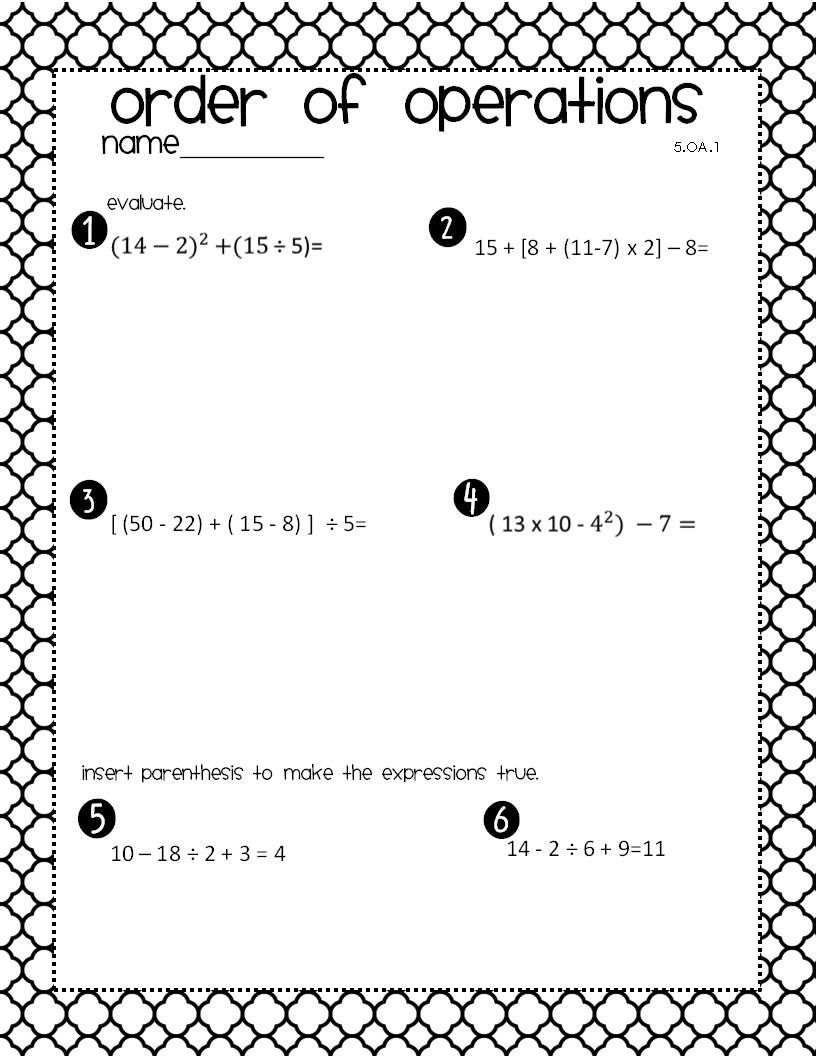 Order Of Operations Quiz Homework With Images Order Of Operations 