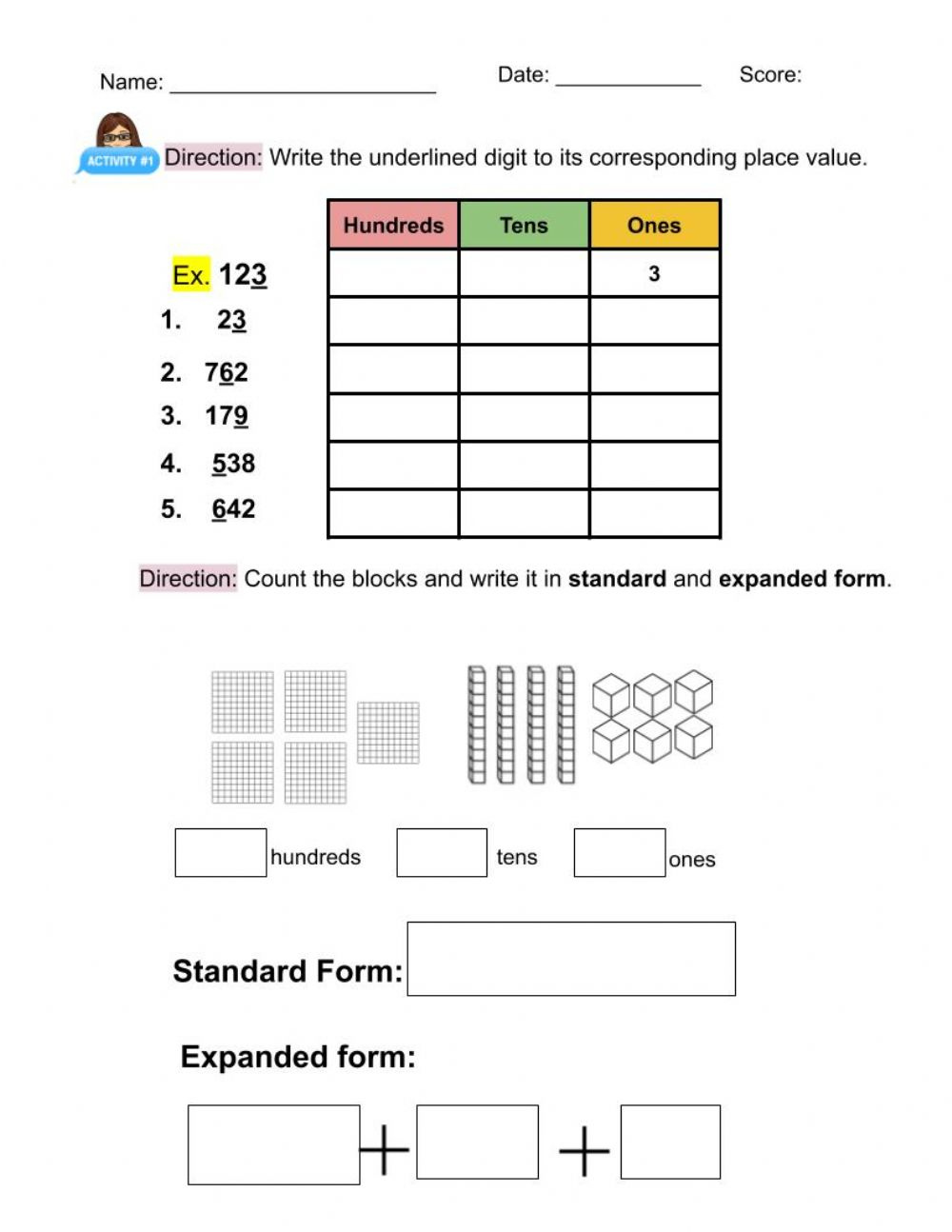 Place Value Worksheet For GRADE 2