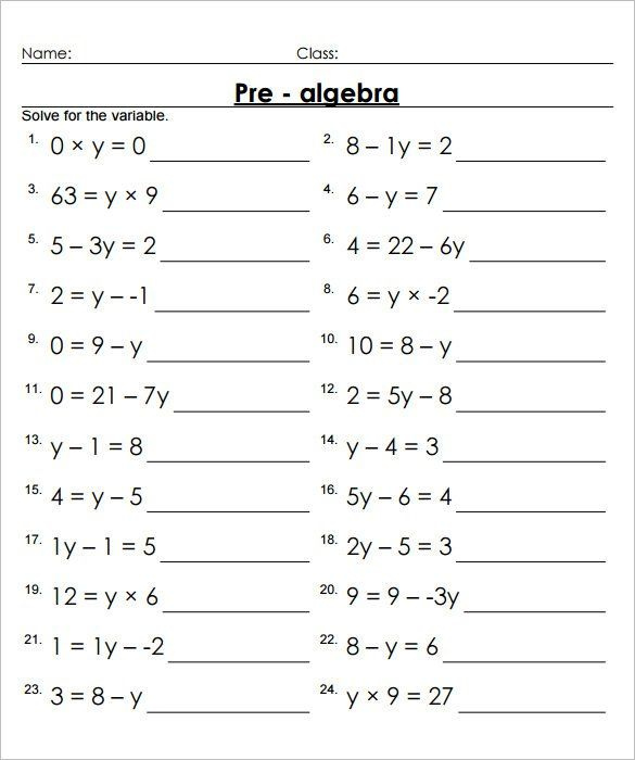 Pre Algebra Math Worksheets Algebra Worksheets Pre Algebra 