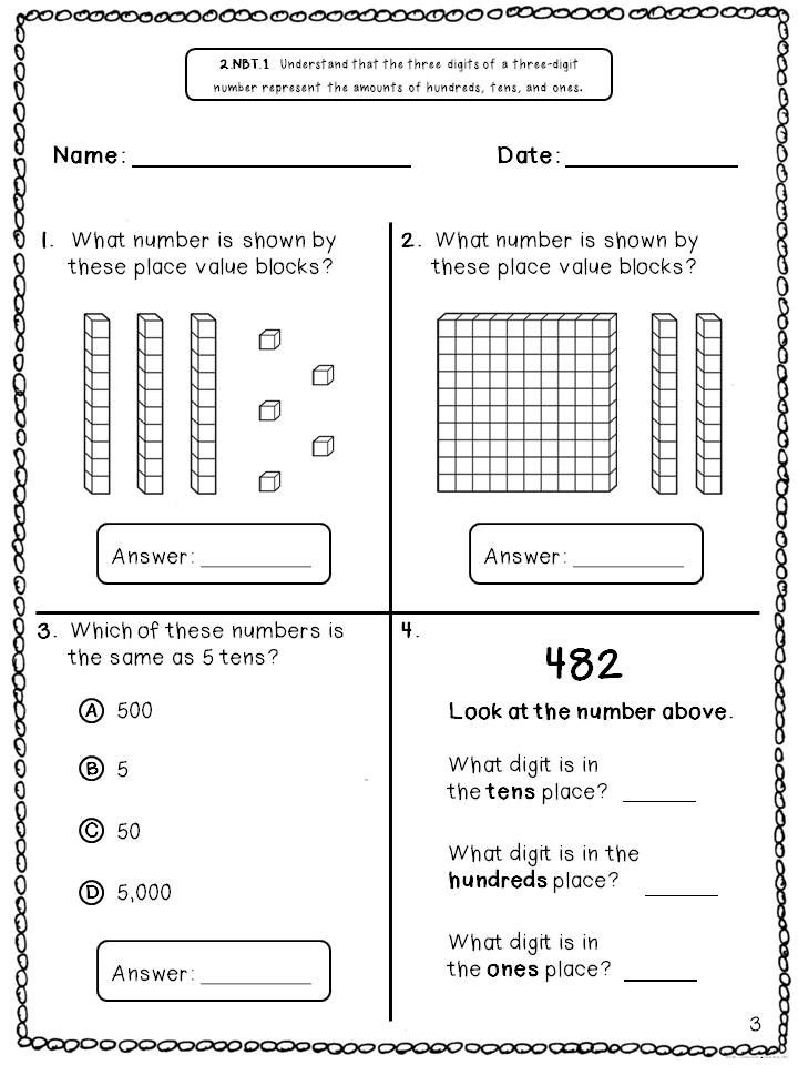 Printable 2nd Grade Common Core Math Worksheets Learning How To Read