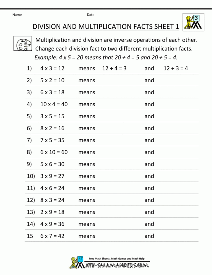 Free Printable Math Worksheets For 3rd Graders With Basic Facts