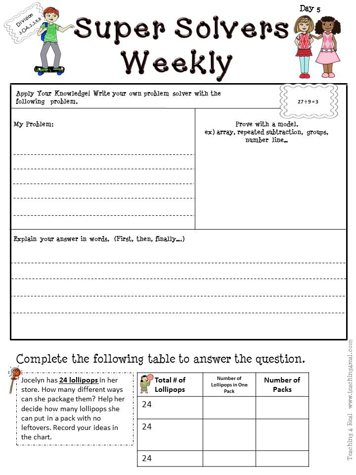 Problem Solving 3rd Grade Worksheets Common Core Resources 