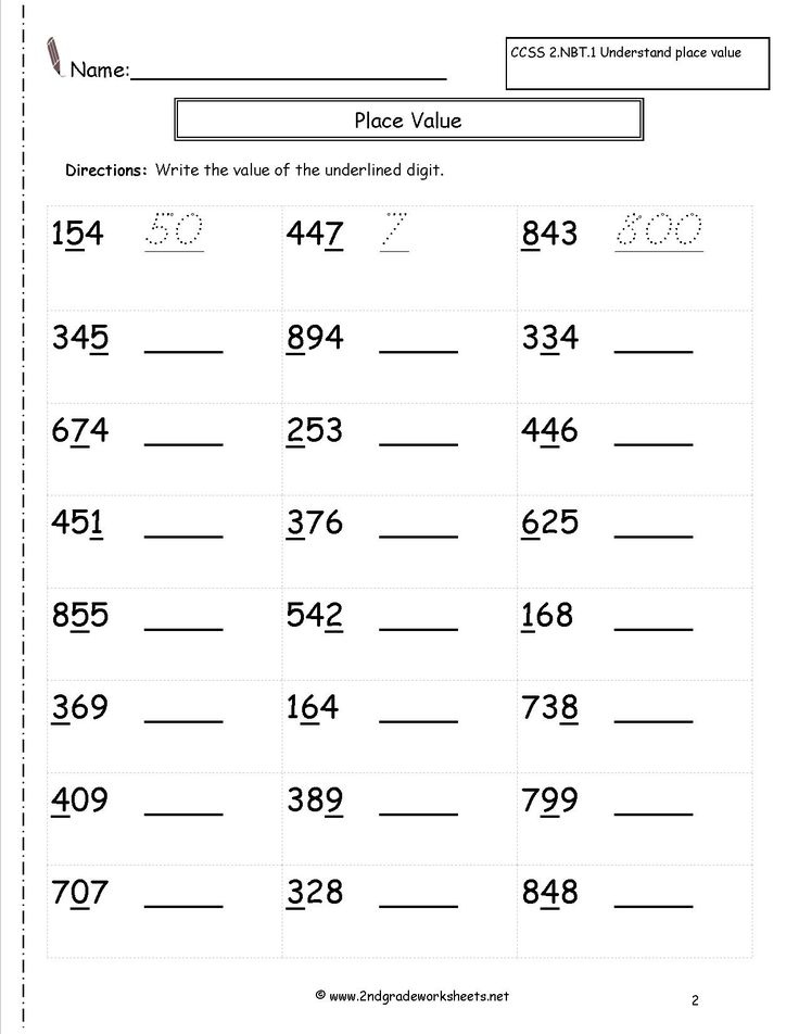 Second Grade Place Value Worksheets 2nd Grade Math Worksheets Common 