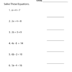 Solve Equations Pre Algebra Worksheet Printable