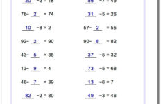 Subtraction Pre Algebra Worksheets