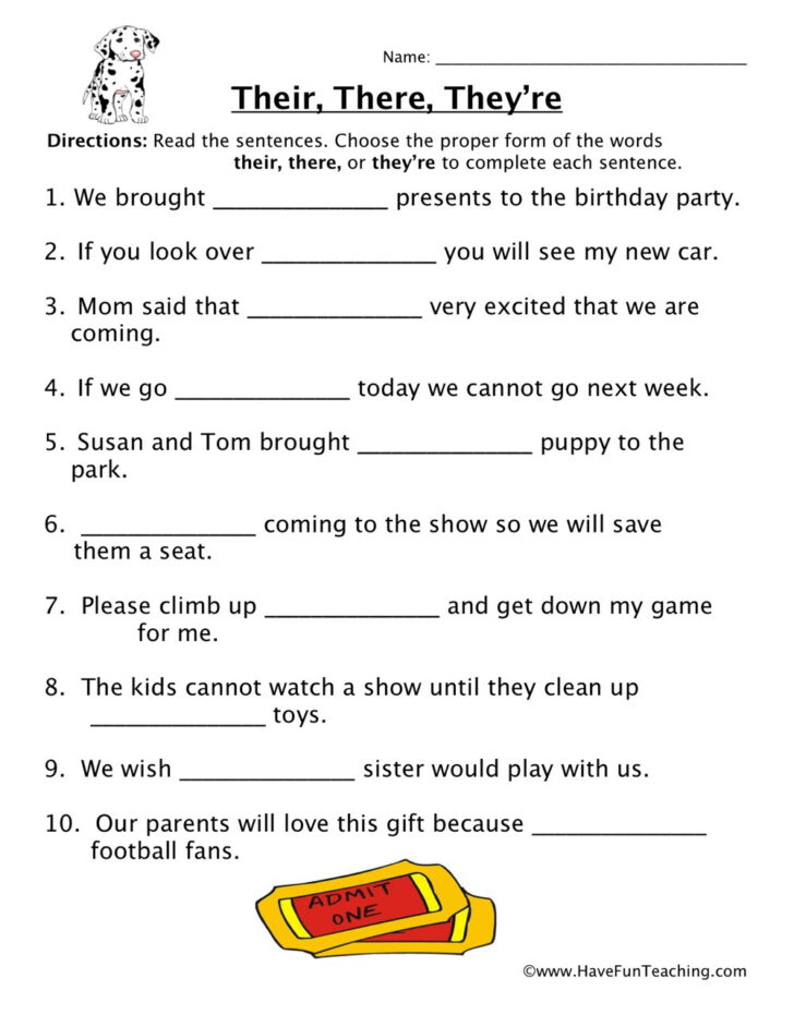 Common Core Grammar Worksheet There Their And They’re Answers