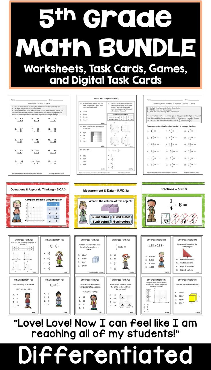 This 5th Grade Math Bundle Features All The Common Core Standards With 