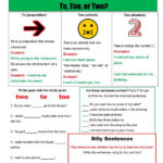 To Too Or Two Commonly Confused Words Homophones Homonyms