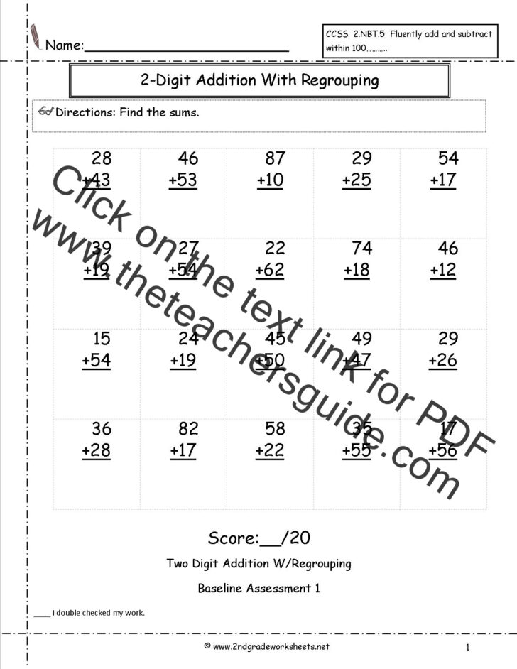 Common Core Addition With Regrouping Worksheets